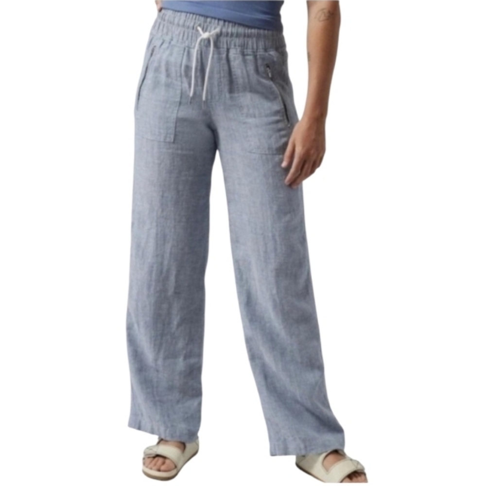 Athleta Cabo Linen Wide Leg Drawstring Pants